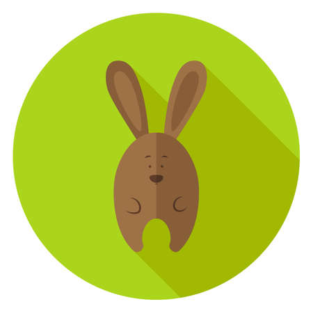 Easter Bunny Circle Icon. Flat Design Vector Illustration with Long Shadow. Animal Rabbit Symbol.のイラスト素材