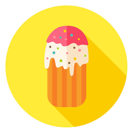 Easter Cake Circle Icon with long Shadow. Flat Design Vector Illustration with Long Shadow. Spring Christian Holiday Symbol.のイラスト素材