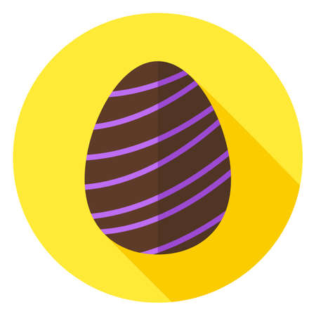 Easter Egg with Line Decor Circle Icon. Flat Design Vector Illustration with Long Shadow. Spring Christian Holiday Symbol.のイラスト素材