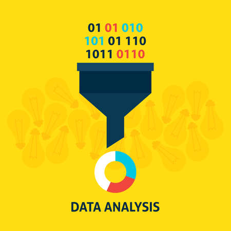 Data Analysis Flat Style Concept. Vector Illustration of Data Filter. Big Data Analysis.のイラスト素材