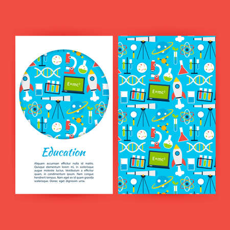 Education Banner Template. Flat Style Vector Illustration of Brand Identity for School and Science Promotion.のイラスト素材