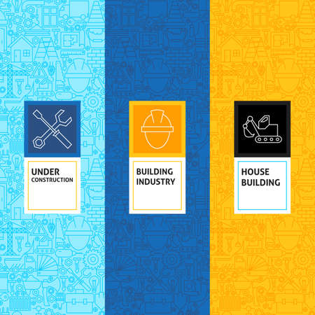 Line Construction Patterns Set. Vector Illustration of  Design. Template for Packaging with Labels.のイラスト素材