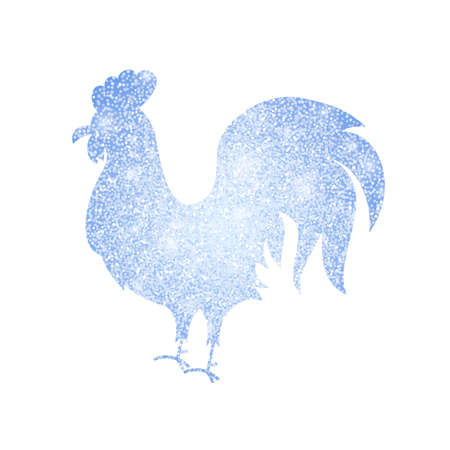 Frozen Silver Rooster Silhouette. Vector Illustration of Chinese Happy New Year Symbol.のイラスト素材