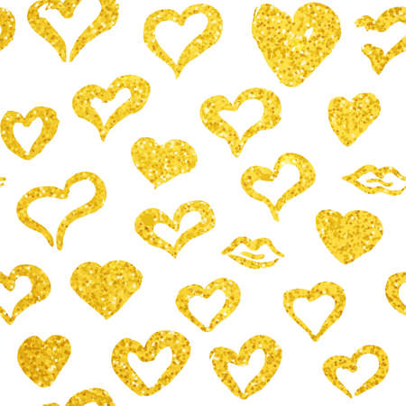 Gold Hearts Seamless Patternのイラスト素材