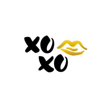 Xoxo Kiss Handwritten Letteringのイラスト素材