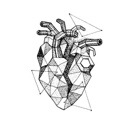 Dotwork Polygonal Broken Heartのイラスト素材