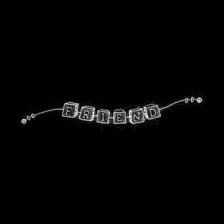 Friend Bracelet over Black. Raster Illustration of Friendship Concept. Hand Drawn Dotwork Sketch.の写真素材