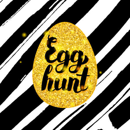 Elegant  Egg Hunt Hand Drawn Card.のイラスト素材