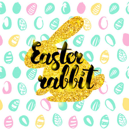 Elegant  Easter Rabbit Handwritten Card.のイラスト素材