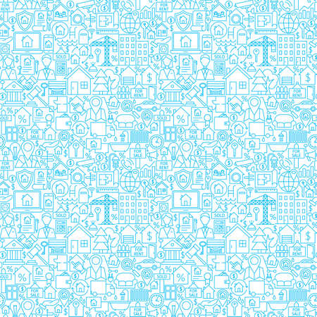 Line House White Seamless Patternのイラスト素材