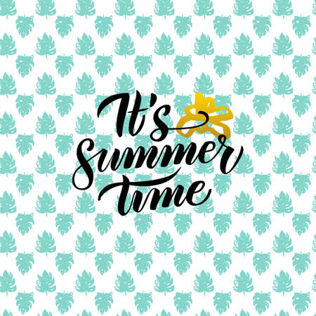 Summer Time Handwritten Design. Vector Illustration of Nature Trendy Postcard with Calligraphy.