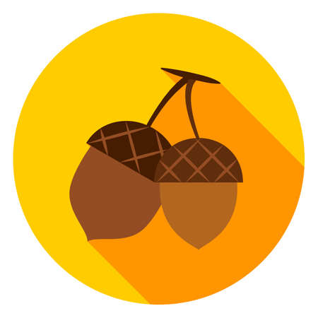 Acorns Circle Icon. Vector Illustration. Nature Object.のイラスト素材