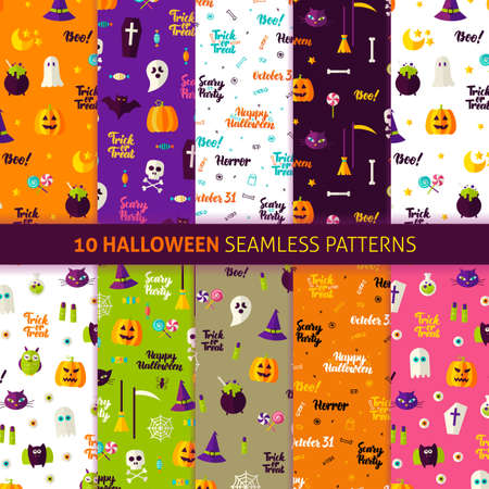 Set of Halloween symbols pattern.のイラスト素材