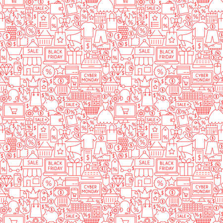 Black Friday Cyber Monday Seamless Patternのイラスト素材
