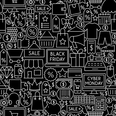 Black Friday Cyber Monday Tile Patternのイラスト素材