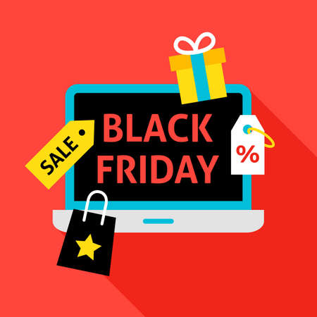 Black Friday Flat Concept. Vector Illustration of Shopping Sale.のイラスト素材