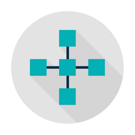Blockchain Technology Circle Icon. Vector Illustration Flat Style with Long Shadow.のイラスト素材