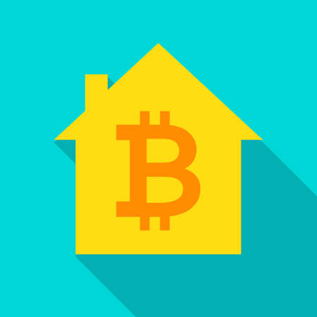 Bitcoin House Flat Iconの写真素材