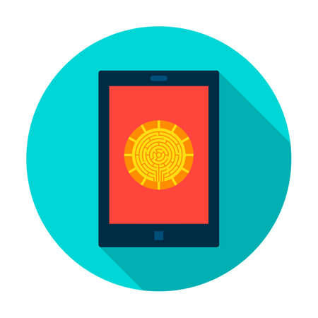 Cryptocurrency Tablet Circle Icon. Vector Illustration Flat Style with Long Shadow.のイラスト素材