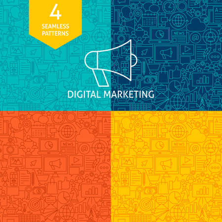 Line Digital Marketing Patterns Vector illustration.のイラスト素材