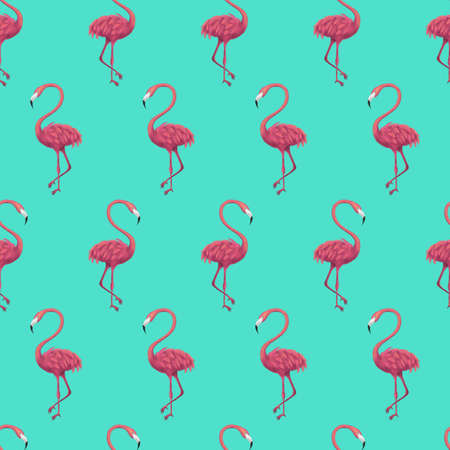 Flamingo Mint Seamless Patternの写真素材