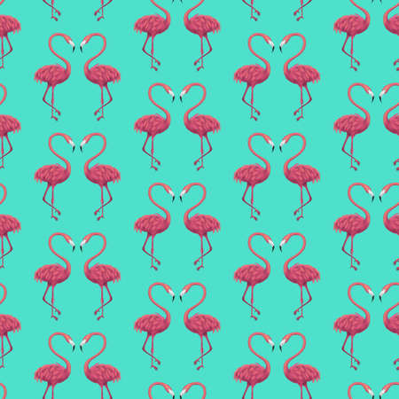 Flamingos Mint Seamless Patternの写真素材