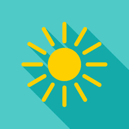 Sun Object Icon. Flat Design Vector Illustration with Long Shadow.のイラスト素材