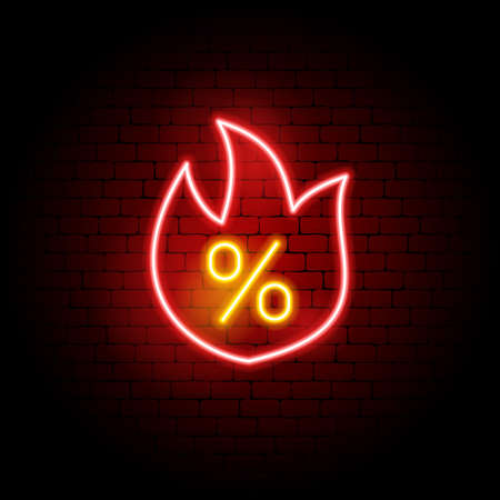 Hot Sale Neon Sign. Vector Illustration of Shopping Promotion.のイラスト素材