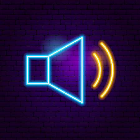 Audio Neon Sign. Vector Illustration of Music Promotion.のイラスト素材