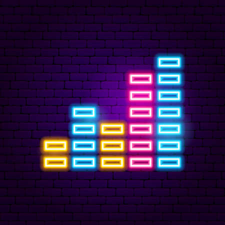 Equalizer Neon Sign. Vector Illustration of Music Promotion.のイラスト素材