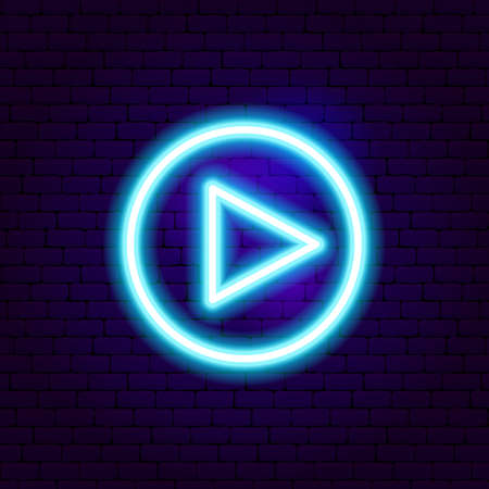 Play Neon Sign. Vector Illustration of Media Promotion.のイラスト素材