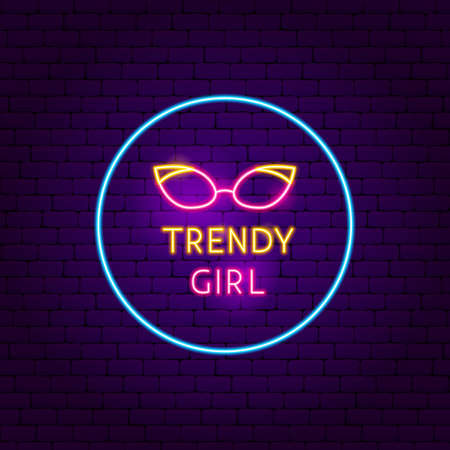 Trendy Girl Neon Sign. Vector Illustration of Fashion Promotion.のイラスト素材