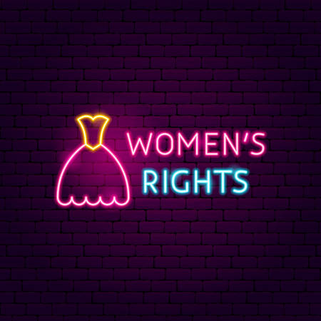 Women Rights Neon Sign. Vector Illustration of Girl Power Promotion.のイラスト素材