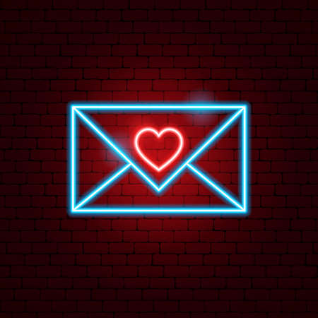 Love Letter Neon Sign. Vector Illustration of Valentine Day Promotion.のイラスト素材