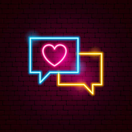Love Message Neon Sign. Vector Illustration of Romance Promotion.のイラスト素材