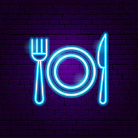 Menu Food Neon Sign. Vector Illustration of Cafe Promotion.のイラスト素材