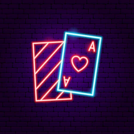 Playing Card Ace Neon Sign. Vector Illustration of Game Promotion.