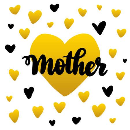 Mother Handwritten Postcard. Vector Illustration of Spring Greeting Card with Lettering.のイラスト素材