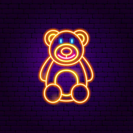 Teddy Bear Neon Sign. Vector Illustration of Animal Promotion.のイラスト素材