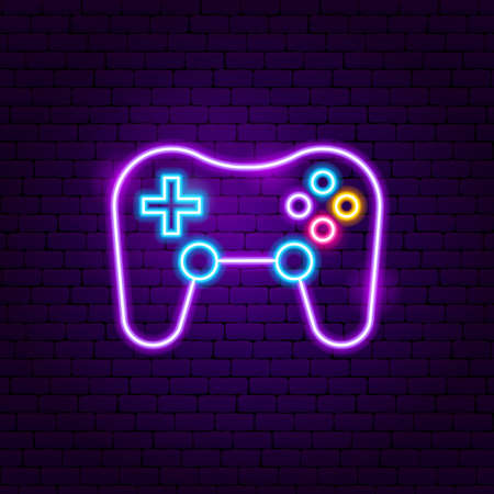 Game Playing Neon Sign. Vector Illustration of Gamer Promotion.のイラスト素材