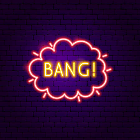 Bang Neon Label. Vector Illustration of Trendy Cloud Promotion.のイラスト素材