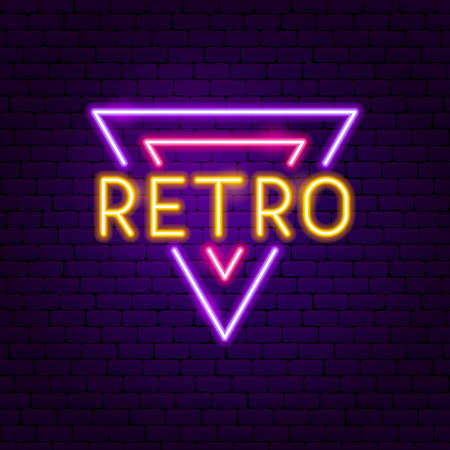 Retro Neon Label. Vector Illustration of Trendy Promotion.のイラスト素材