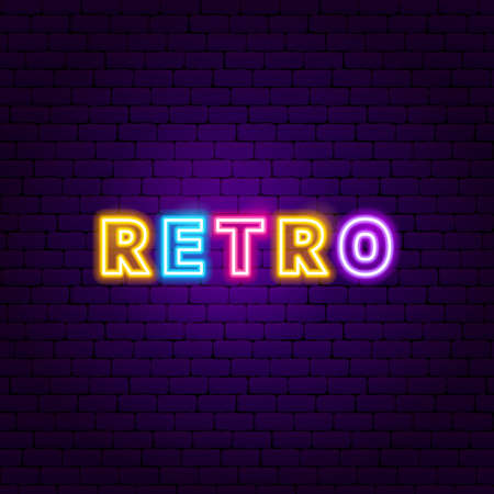 Retro Text Neon Label. Vector Illustration of Trendy Promotion.のイラスト素材