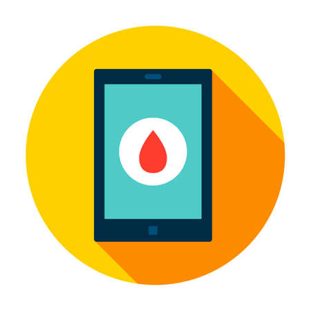 Tablet Blood Circle Icon. Vector Illustration with Long Shadow. Medicine Item.のイラスト素材