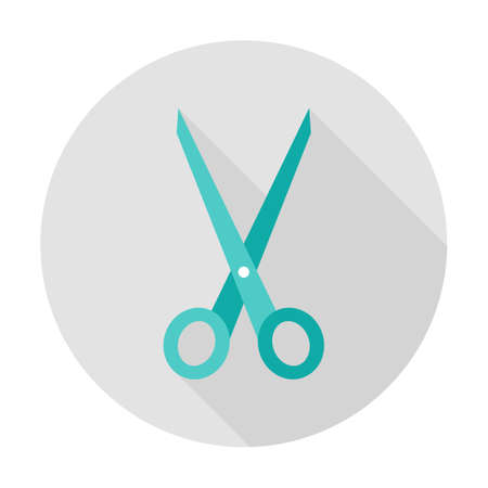 Scissors Tool Circle Icon. Vector Illustration with Long Shadow. Medicine Item.のイラスト素材
