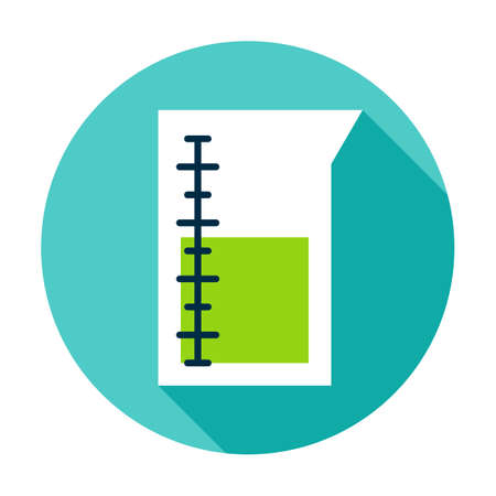 Measuring Cup Circle Icon. Vector Illustration with Long Shadow. Chemisrty Item.のイラスト素材
