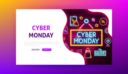 Cyber Monday Neon Landing Pageのイラスト素材