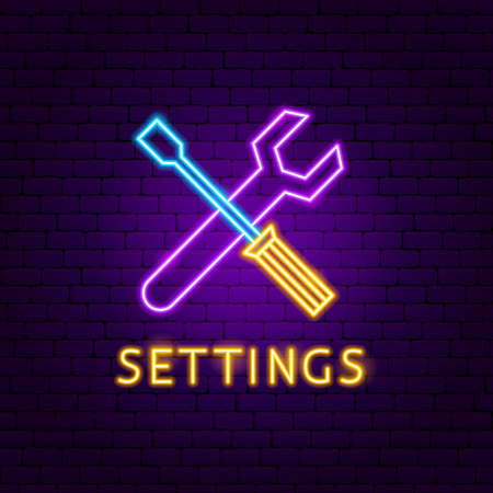 Settings Neon Labelのイラスト素材