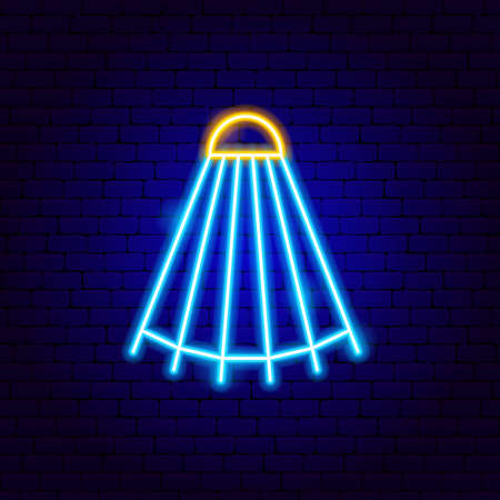 Shuttlecock Neon Sign. Vector Illustration of Sport Promotion.のイラスト素材