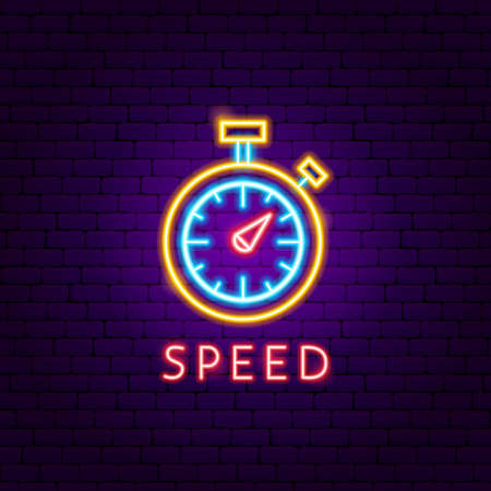 Speed Neon Label. Vector Illustration of Sport Promotion.のイラスト素材
